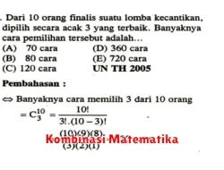 Pengertian Kombinasi dalam Matematika