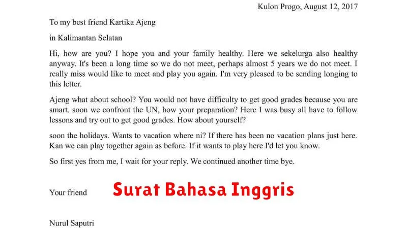 Surat Bahasa Inggris